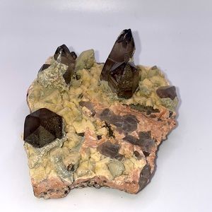 Natural Raw Unearthed Smokey Quartz Points Cluster
